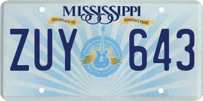 MS license plate ZUY643