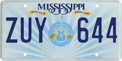 MS license plate ZUY644