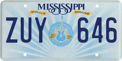 MS license plate ZUY646