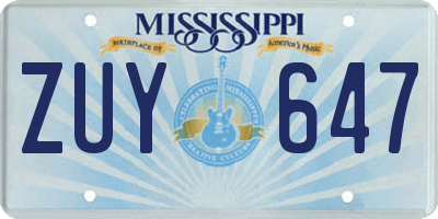 MS license plate ZUY647