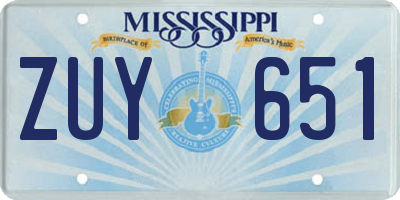MS license plate ZUY651