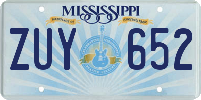 MS license plate ZUY652