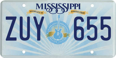 MS license plate ZUY655