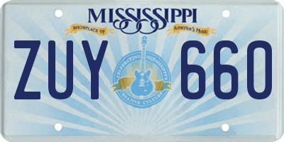 MS license plate ZUY660