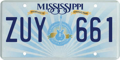 MS license plate ZUY661