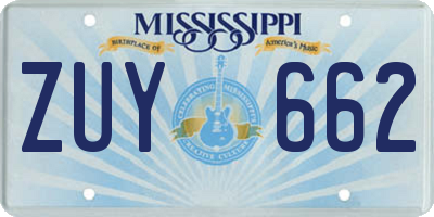 MS license plate ZUY662