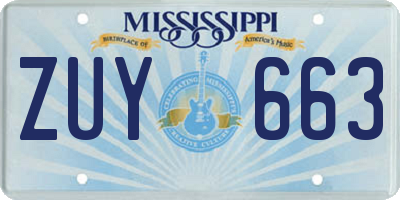 MS license plate ZUY663