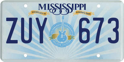MS license plate ZUY673