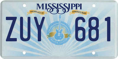 MS license plate ZUY681