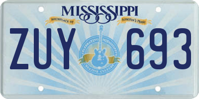MS license plate ZUY693