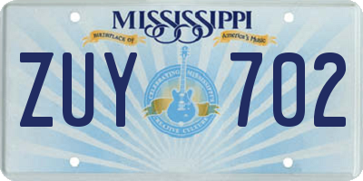 MS license plate ZUY702