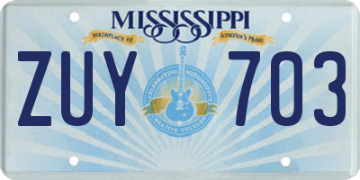 MS license plate ZUY703