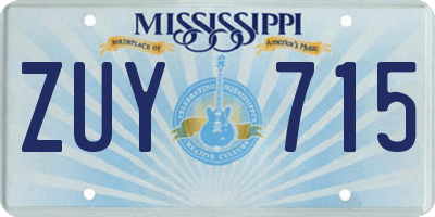 MS license plate ZUY715