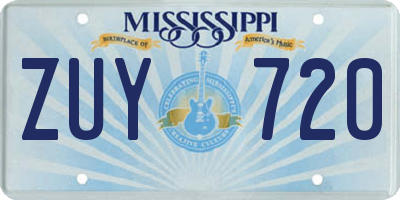 MS license plate ZUY720