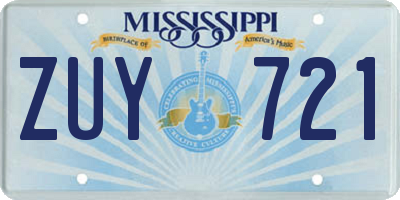 MS license plate ZUY721