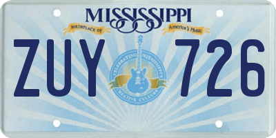 MS license plate ZUY726