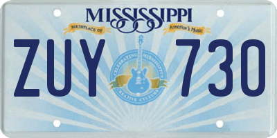 MS license plate ZUY730