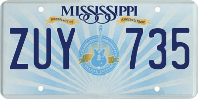 MS license plate ZUY735