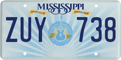 MS license plate ZUY738