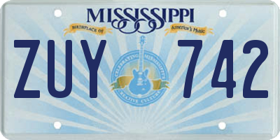 MS license plate ZUY742