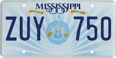 MS license plate ZUY750