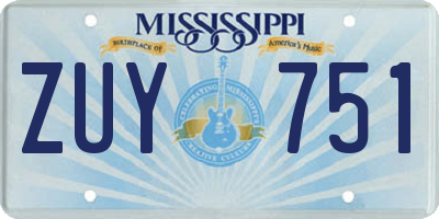 MS license plate ZUY751