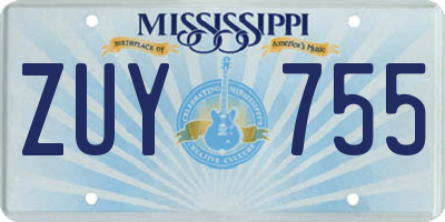 MS license plate ZUY755