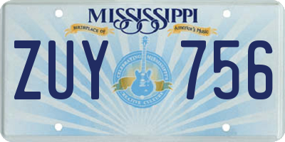 MS license plate ZUY756