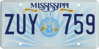 MS license plate ZUY759