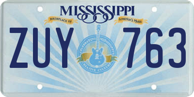 MS license plate ZUY763