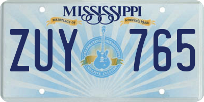MS license plate ZUY765