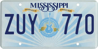 MS license plate ZUY770