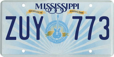 MS license plate ZUY773