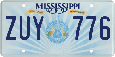 MS license plate ZUY776