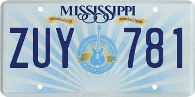 MS license plate ZUY781