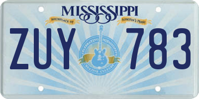 MS license plate ZUY783