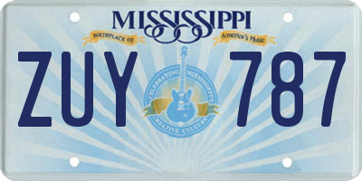 MS license plate ZUY787