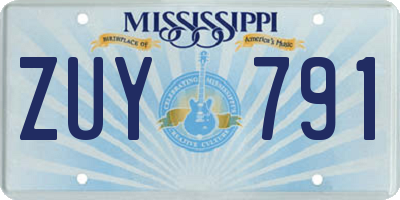 MS license plate ZUY791