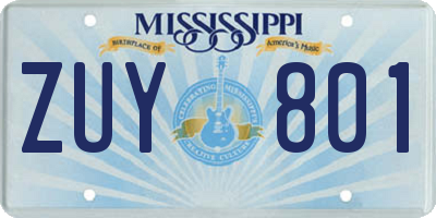 MS license plate ZUY801