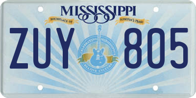 MS license plate ZUY805