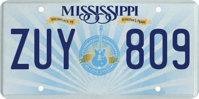 MS license plate ZUY809