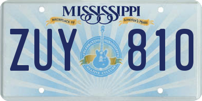 MS license plate ZUY810