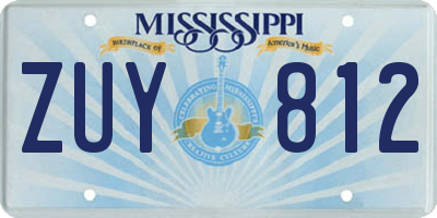 MS license plate ZUY812
