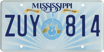 MS license plate ZUY814