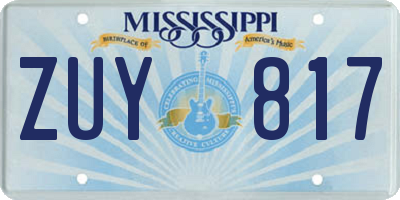 MS license plate ZUY817