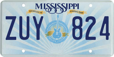 MS license plate ZUY824