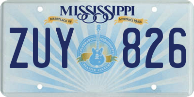 MS license plate ZUY826