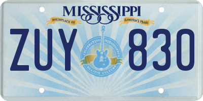 MS license plate ZUY830