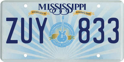 MS license plate ZUY833