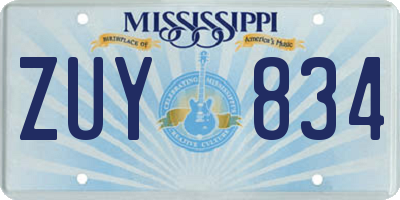 MS license plate ZUY834
